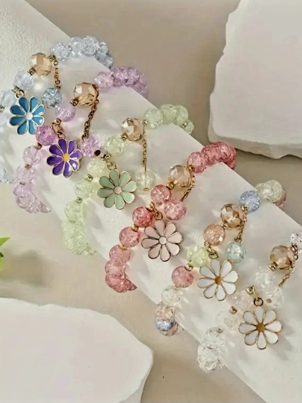 Glass Beaded Bracelets - Set Of Six